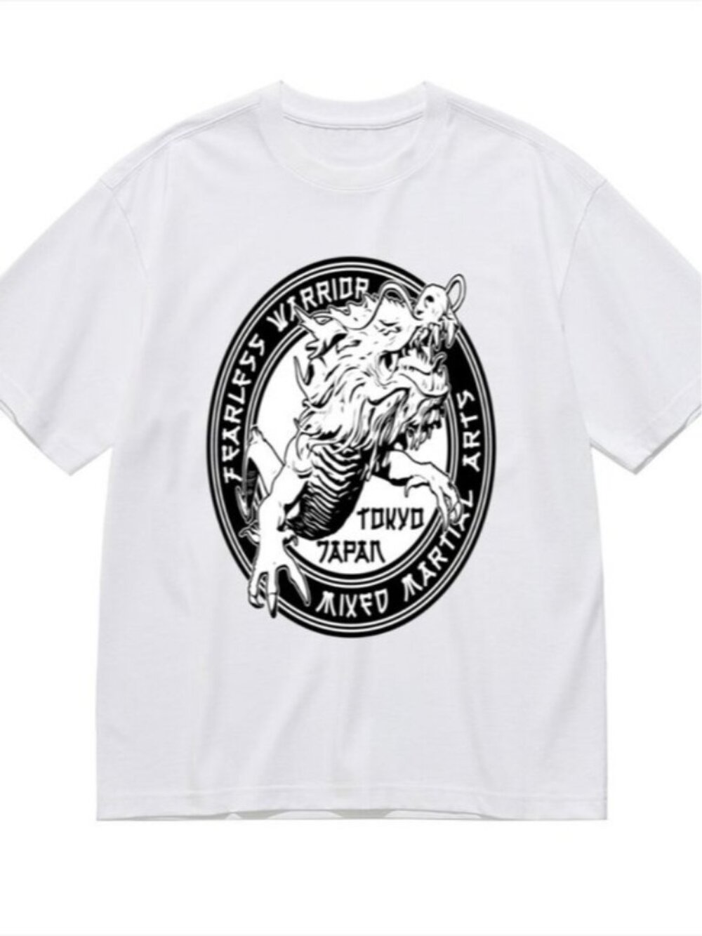 Graphic White Tee with Black Tokyo Mixed Arts Emblem - Picture 3 of 5